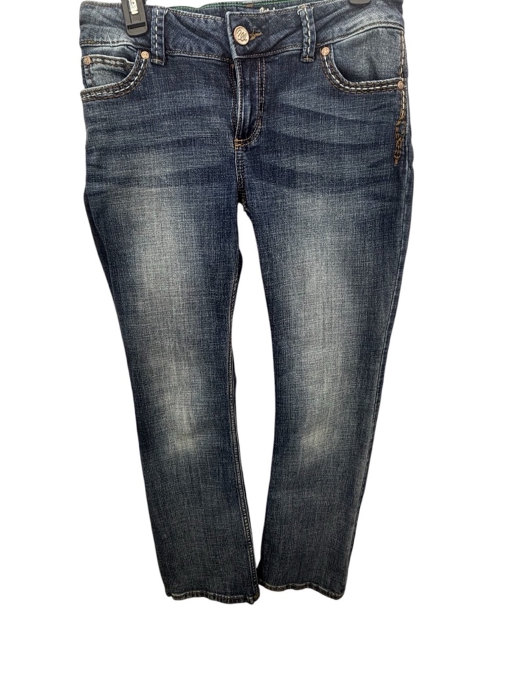 Wrangler Women’s Bootcut Jeans Size 9/10 32 Blue Embroidered Flap Pockets